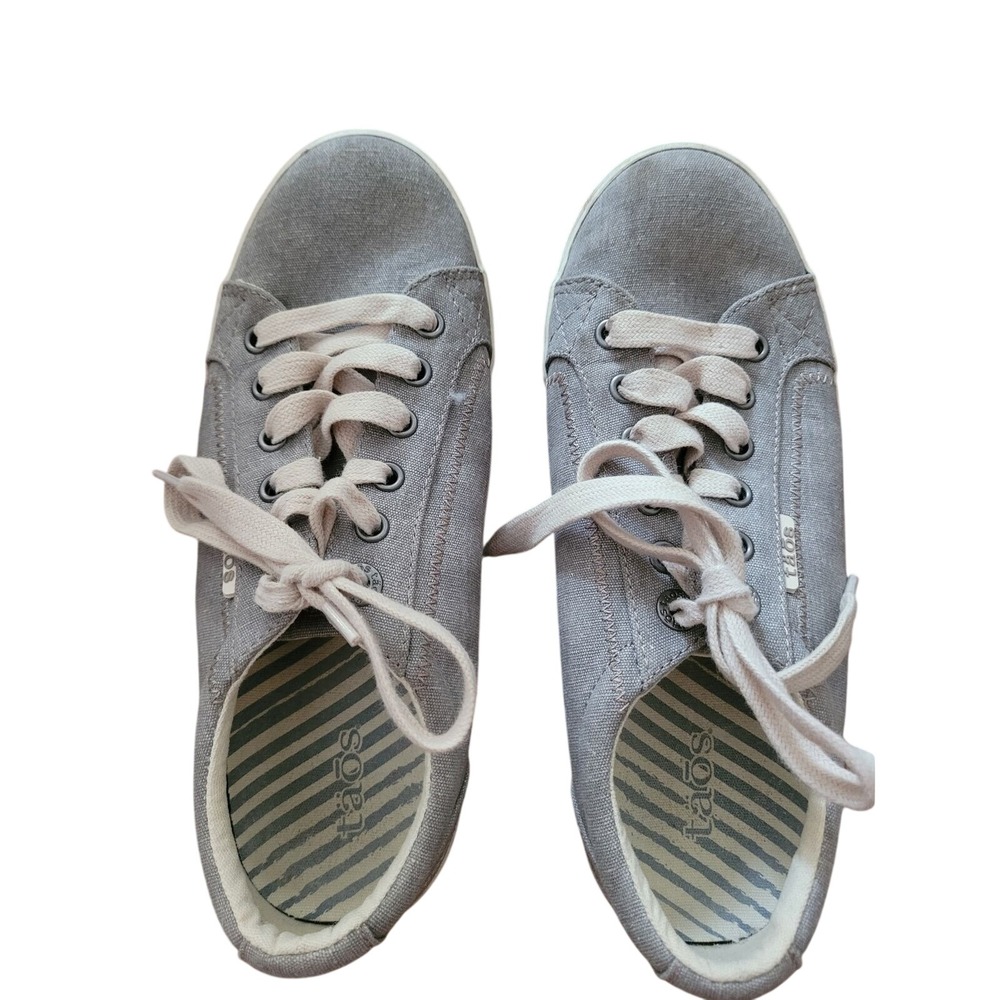 Taos Star Gray Canvas Low Top Lace Up Sneakers Womens Comfort Walking Shoes